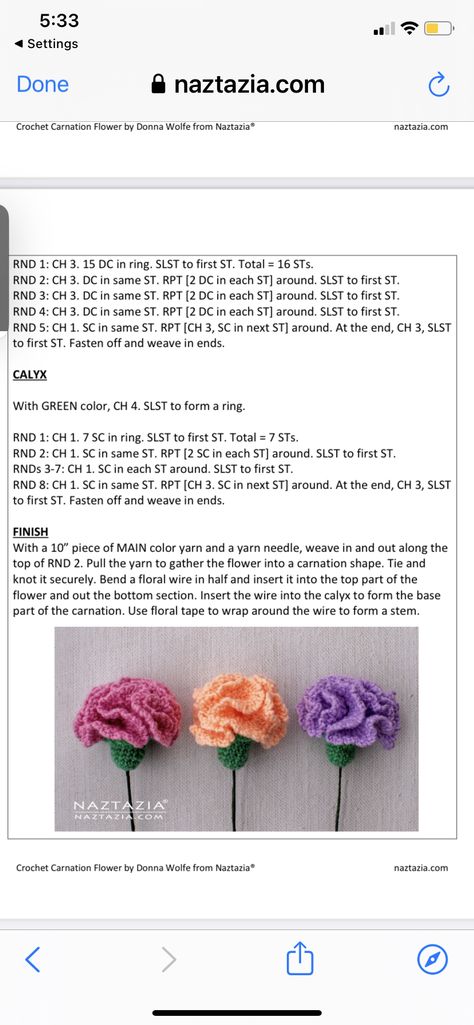 Carnation Flower Crochet Pattern, Carnation Crochet Pattern, Crochet Carnation Pattern Free, Carnation Flower Crochet, Carnation Crochet, Crocheted Plants, Crochet Carnation, Crochet Plants, Crochet Plant