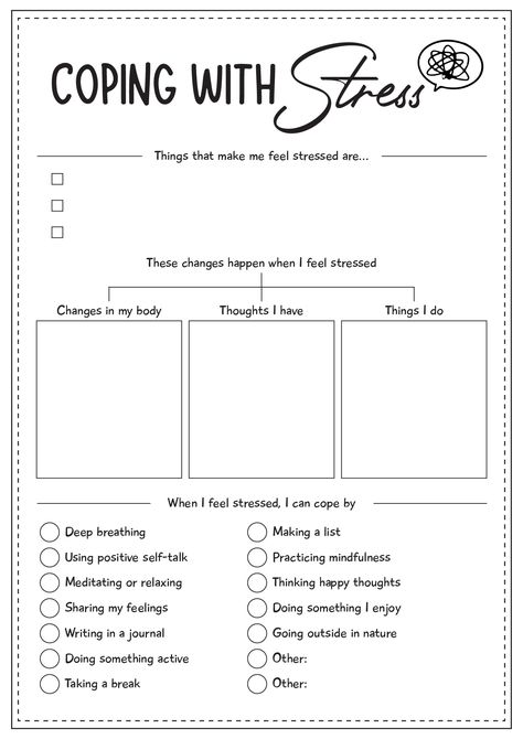 Social Work Therapy Activities, Coping With Emotions Activities, Thought Stopping Worksheet, Therapy Session Activities, Self Healing Worksheets, Coping Skills Tool Box For Adults, Mental Wellness Worksheet, Coping Activities For Adults, Identifying Stressors Worksheet