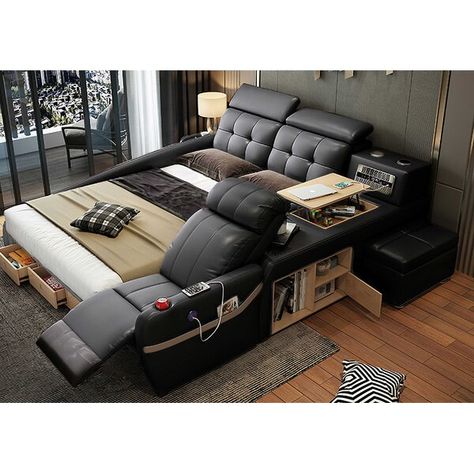 Futuristic Bed, Luxury King Bed, Sectional Living Room Sets, Queen Size Bed Sets, Modern Murphy Beds, Smart Bed, Futuristic Furniture, King Size Bedding Sets, Leather Bed