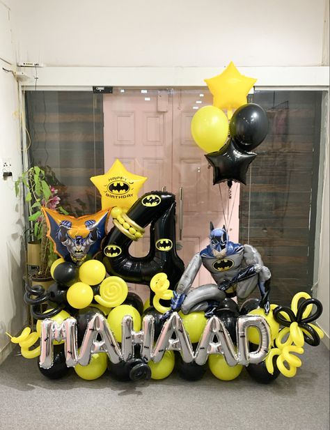 Balloon Boutique, Balloon Arrangement, Birthday 5, Batman Birthday Party, Batman Party, Batman Birthday, Balloon Arrangements, Diy Birthday Decorations, Birthday Decor