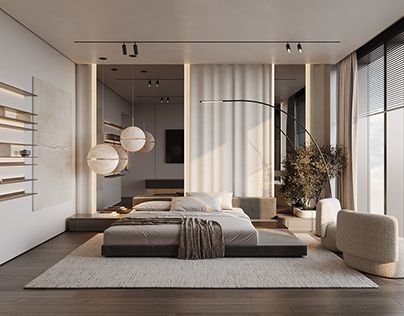 KAZAKHSTAN PROJECT :: Behance Bedroom Hacks, Modern Luxury Bedroom, Modern Bedroom Interior, Sanctuary Bedroom, Master Room, Modern Bedroom Design, Google Lens, Small Room Bedroom, Master Bedrooms Decor