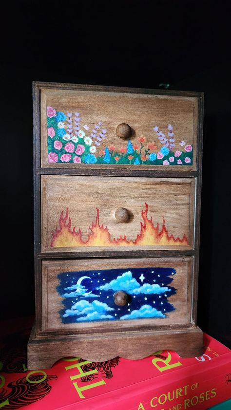 Acotar Dresser Painting, Acotar Dresser, Dresser Painting, Acotar Fanart, Books Series, Bookish Things, Random Art, Room Decorations, Sarah J Maas