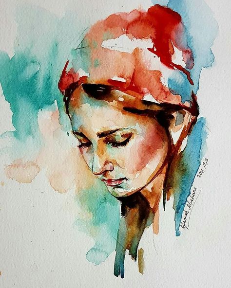 Watercolour Portrait Faces, Watercolor Face, Watercolor Art Face, Watercolor Portrait Painting, Watercolour Inspiration, Art Face, Watercolor Portrait, Watercolor Art Lessons, Abstract Portrait