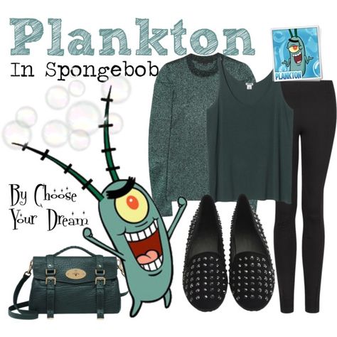 "Plankton - Spongebob" by chooseyourdream on Polyvore Spongebob Rave Outfit, Spongebob Rave, Spongebob Outfit, Plankton Spongebob, Spongebob Costume, Side Zip Pants, Nerd Fashion, Diy Kostüm, Sponge Bob