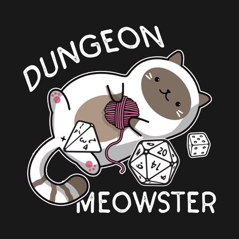 D20 Design, Dungeon Meowster, Gamer Cat, Dragons Art, Gamer Party, Dungeon And Dragons, Nerdy Outfits, Cat Puns, Dungeons And Dragons Art