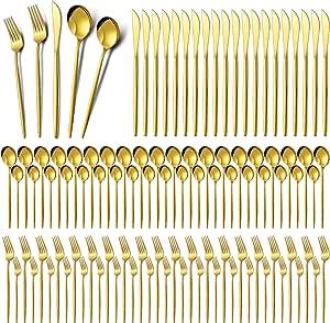 Gold Kitchen Utensils, Gold Utensils, Stainless Steel Fabrication, Gold Silverware, Gold Cutlery Set, Spoons And Forks, Stainless Steel Silverware, Stainless Steel Kitchen Utensils, Gold Spoon