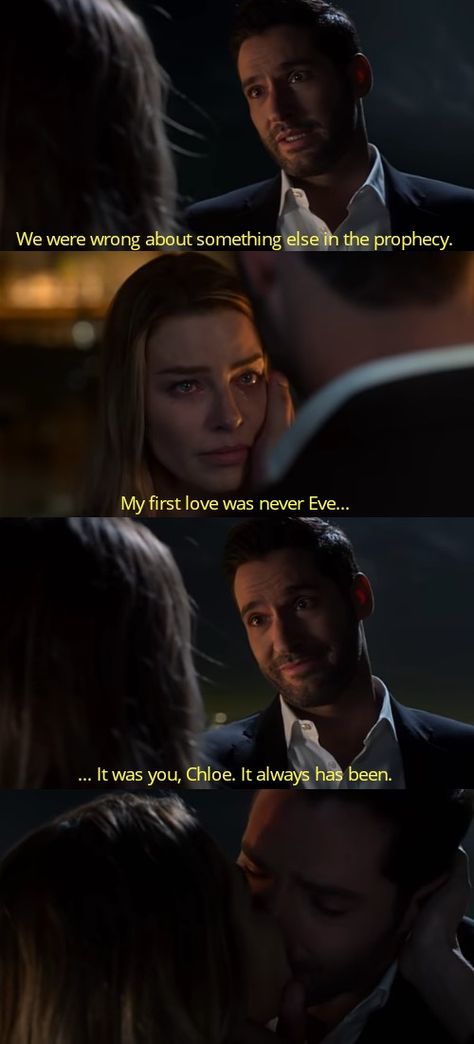 Lucifer And Chloe Kiss, Romance Movies Quotes, Lucifer And Chloe, Lucifer Quote, Chloe Decker, The Prophecy, Tom Ellis Lucifer, Lauren German, Last Kiss