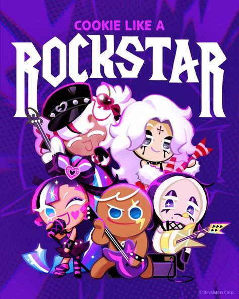 Rockstar Cookie Run Fanart, Rockstar Cookie Fanart, Rockstar Cookie, Cookie Games, Face Icon, Cocoa Cookies, Promotional Image, Fandom Games, Chibi Characters