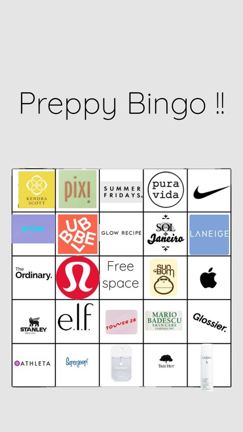 Preppy Bingo !! Remix this !! Preppy Bingo, Girly Christmas Gifts, My Vibe, Bingo, The Ordinary, Skin Care