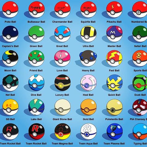 Pokeball Cherish Ball Dive Ball Dream Ball Dusk Ball Fast Ball Friend Ball Great… Custom Pokeball Designs, Great Ball Pokemon, Love Ball Pokemon, Pokemon Golden, Pokemon Balls, Pokemon Party Decorations, Ultra Ball, Pokemon Diy, Pokemon Ball