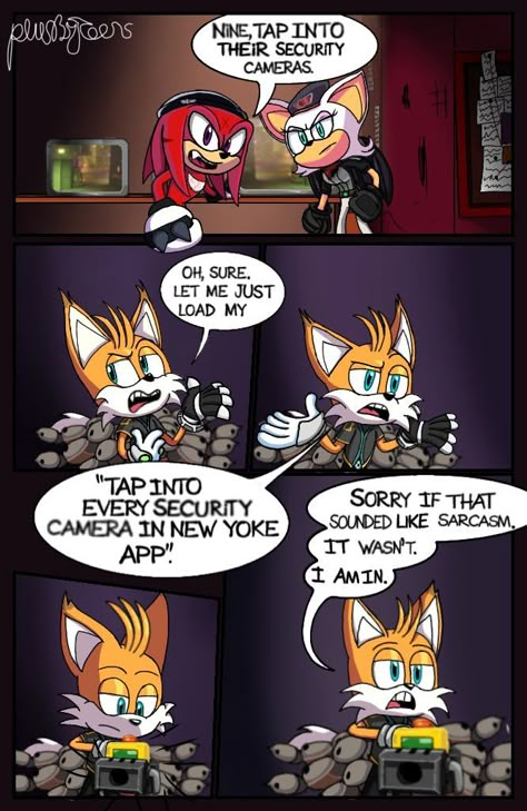 Movie Sonic Comic, Nine And Tails Sonic Prime, Sonic Prime Funny, Sonic Funny Comics, Sonic Fan Comics, Sonic X Y/n, Nine From Sonic Prime, Sonic Prime Nine Fanart, Chaos Sonic Prime