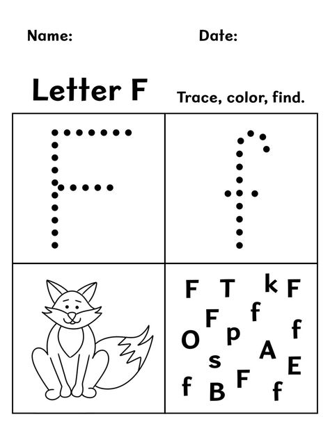 Letter F Worksheets For Preschool, Letter F Tracing Worksheets, Preschool Alphabet Printables, Writing Activities For Preschoolers, Alphabet Letter Matching, Pre K Worksheets, Letter Recognition Worksheets, Letter Worksheets For Preschool, Alphabet Letter Crafts