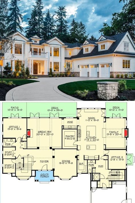 Colonial Home Floor Plans, 5 Bedroom House Plans, Colonial House Plans, Bedroom Traditional, Two Story House Plans, Story Layout, Traditional Colonial, Traditional House Plan, Traditional House Plans