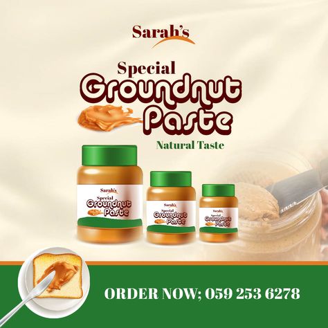 Choose our Groundnut Paste Made with only natural peanuts, it ensures good health with great taste. #PeanutButter #OrganicPeanutButter Groundnut Paste Label Design, Peanut Label Design, Digital Flyer, Chip Packaging, Organic Peanut Butter, Social Media Advertising Design, Graphic Design Flyer, Advertising Design, Good Health