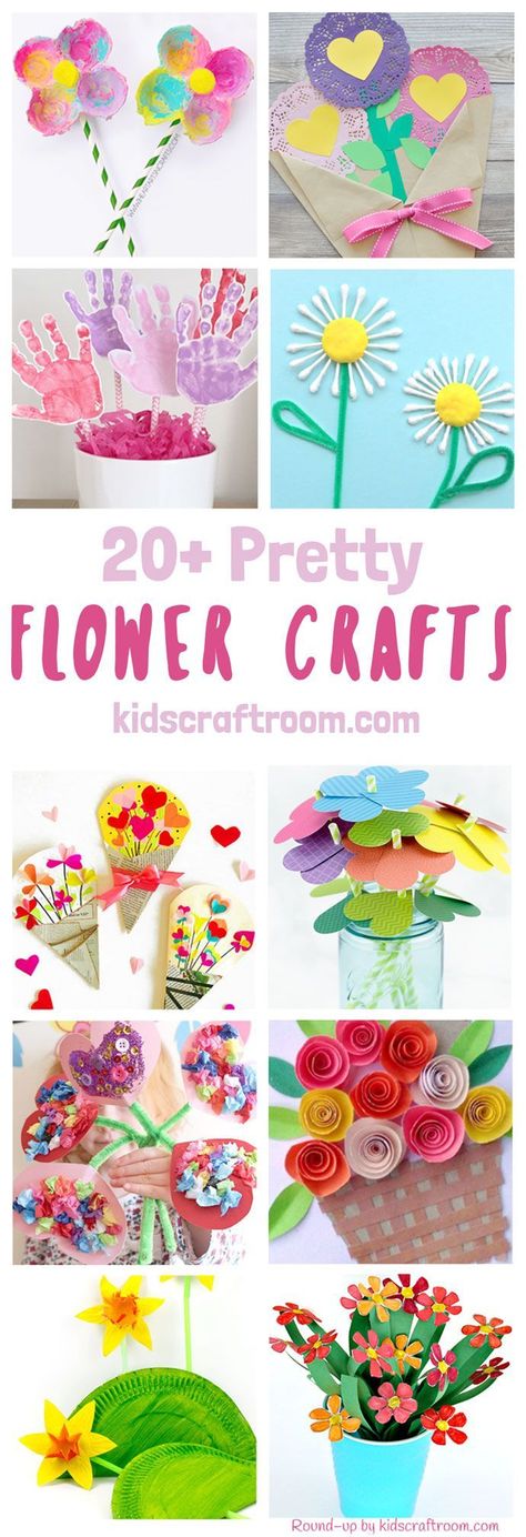 20+ PRETTY FLOWER CRAFTS FOR KIDS - all of them are truly gorgeous! Flower crafts are a fabulously fun way to get creative with the kids in Spring and Summer and they make gorgeous gifts and greeting cards for special occasions too like Mother's Day, Valentine's Day and birthdays. #flowers #flowercrafts #diyflowers #homemadeflowers #kidscrafts #craftsforkids #mothersday #mothersdaycraft #mothersdaygift #valentinesday #valentinecrafts #summercrafts #springcrafts #preschoolcraft Womans Day Ideas Creative, Paper Flower Crafts For Kids, Flower Crafts For Kids, Preschool Creative Art, Spring Crafts Preschool, Flower Crafts Kids, Kids Craft Room, Paper Flower Crafts, Spring Crafts For Kids