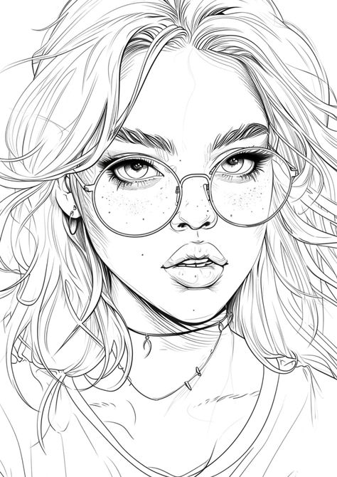 Girl Coloring Pages, People Coloring Pages, Manga Coloring Book, Coloring Pages For Grown Ups, Bd Art, Farm Animal Coloring Pages, Color Drawing Art, Unicorn Coloring, Adult Coloring Designs