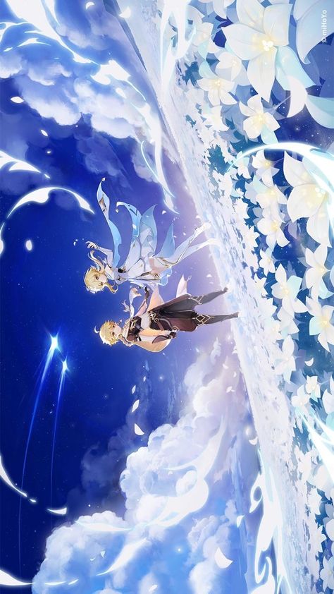 Lumine And Aether, Genshin Impact Wallpaper, Wal Paper, Pc Photo, Modern Graphic Art, Pretty Backgrounds, Blue Anime, Art Tools Drawing, Character Wallpaper