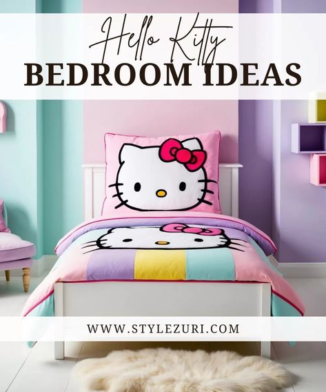 Hello Kitty Bedroom: 10 Adorable Hello Kitty-Inspired Bedroom Design Ideas - Style Zuri Burnt Orange Bedroom, Room Decor Bedroom Ideas, Hello Kitty Room, Kitty Room, Hello Kitty Room Decor, Decor Bedroom Ideas, Hello Kitty Bedroom, Hello Kitty Bed, Pink Comforter