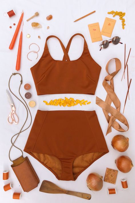 Cedar Swimsuit | merrick maria Burnt Orange, High Waisted, Orange