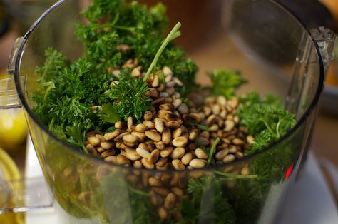 Curley Parsley & Arugula Pesto,  Food in Jars, via Flickr Pesto Food, Curly Parsley, Pine Nut Pesto, Parsley Sauce, Food In Jars, Parsley Recipes, Pesto Dressing, Arugula Pesto, Clean Refrigerator