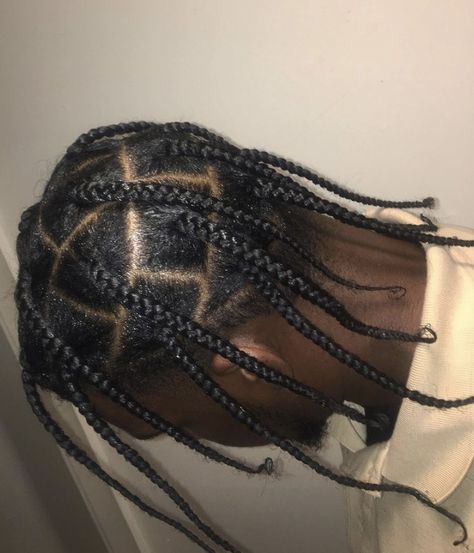 Small Plaits Box Braids Men, Plat Braids, Men’s Plaits, Male Box Braids, Men’s Box Braids Medium, Medium Plaits Box Braids Men, Plat Braids For Men, Mens Box Braids, Men’s Triangle Braids