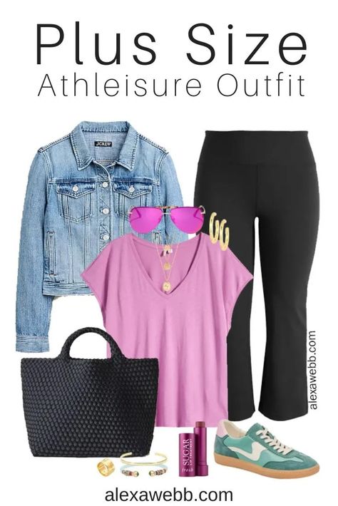 Plus Size Athleisure Flare Ankle Pants - Alexa Webb Fall Rain Outfit, Ankle Pants Outfit, Plus Size Athleisure Outfits, Plus Size Athleisure, Outfits With Striped Shirts, Alexa Webb, Rain Outfit, Loungewear Fashion, Plus Size Brands