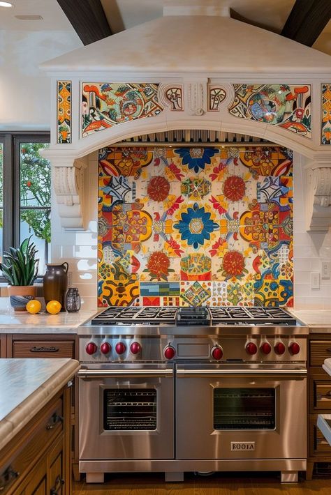 Spanish Mediterranean Kitchen, Southwest Kitchen, Spanish Style Kitchen, Boho Kitchen Ideas, Spanish Kitchen, Spanish Mediterranean, Mediterranean Kitchen, Kitchen Design Diy, Mexican Kitchens