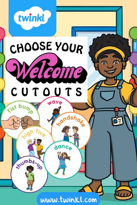 Are you wondering how your students can choose the way they greet you each morning? Twinkl's Morning Meeting Greetings - Choose Your Welcome Cutouts encourage a range of interpersonal interactions. It’s a great way to greet every student individually. Welcome Classroom Door, Morning Meeting Greetings, Editable Certificates, Your Welcome, Fist Bump, Morning Meeting, Reward Chart, Classroom Door, High Five