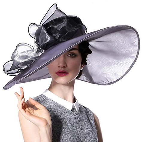 Organza Fashion, Classy Hats, Women Hat, Elegant Hats, Kentucky Derby Hats, Wide Brim Sun Hat, Kentucky Derby Hat, Derby Hat, Fancy Hats