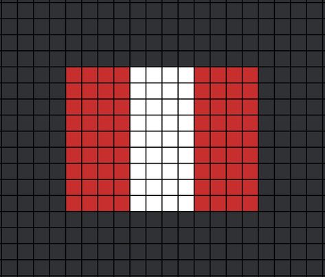 A pixel art template of the Peruvian flag. Flags Pixel Art, Safety Pin Art, Flag Cross Stitch, Peru Flag, Hamma Beads Ideas, Easy Pixel Art, Pixel Drawing, Diy Perler Bead Crafts, Tapestry Crochet Patterns