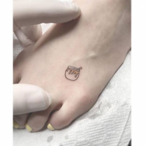 Honey Bunny Tattoo, Small Honey Jar Tattoo, Honey Pot Tattoo, Pot Tattoo, Playground Tattoo, International Tattoo, Bunny Tattoo, Bunny Tattoos, Theme Tattoo