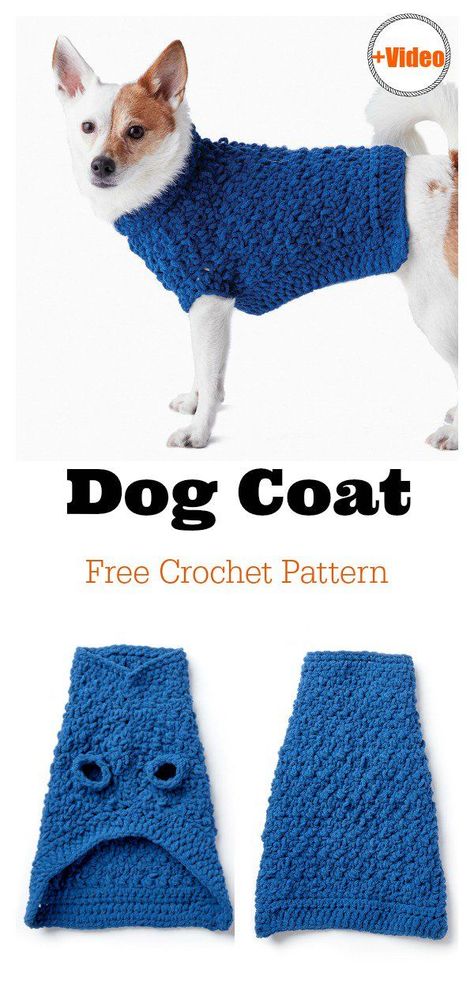 Dog Coat Free Crochet Pattern and Video Tutorial #freecrochetpatterns #crochetforpet #dogcoats Crochet Dog Sweater Free Pattern, Pattern Sweaters, Crochet Dogs, Crochet Dog Clothes, Crochet Pet, Dog Sweater Crochet Pattern, Dog Sweater Pattern, Pet Sweaters, Dog Crochet