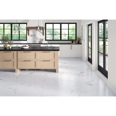 Black And White Vinyl Flooring, Stainmaster Luxury Vinyl, Marble Vinyl, Luxury Vinyl Tile Flooring, Vinyl Tile Flooring, Tile Covers, Tile Manufacturers, Calacatta Marble, Vinyl Tiles