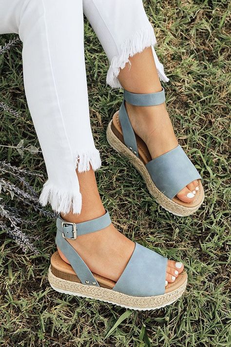 d82118376df344b0010f53909b961db3desc37263522ri How To Style Espadrilles, Mode Shoes, Sneaker Outfits, Blue Espadrilles, Dressy Shoes, Trendy Sandals, Impressions Online Boutique, Aesthetic Shoes, Cute Sandals