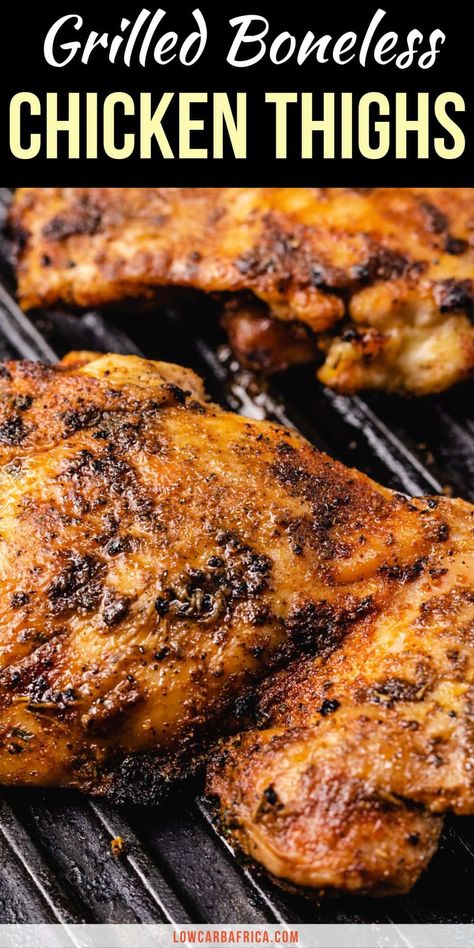 Grilled Boneless Skinless Chicken Thighs, Grilled Boneless Skinless Chicken Thigh Recipes, Chicken Thigh Grill Recipes, Grilled Chicken Thighs Boneless, Chicken Thighs On The Grill, Grilled Boneless Chicken Thighs, Chicken Thigh Seasoning, Ninja Grill, Grilled Chicken Legs