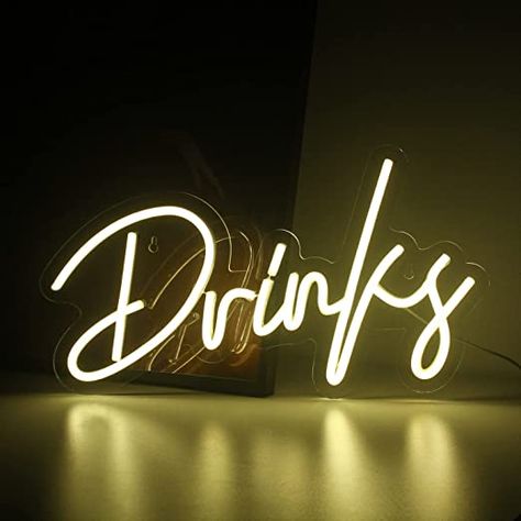 Bar Sign,Neon Signs for Wall Decor,Warm White Neon Light Drinks Letters Led Neon Bar Signs USB Powered Light Up Wall Decor for Teen Boys Room Bedroom Restaurant Bar Hotel Light Up Bar Sign, Room Improvement, Light Drinks, White Drinks, Neon Bar Signs, Light Words, Neon Wall Signs, Teen Boy Room, Light Up Signs