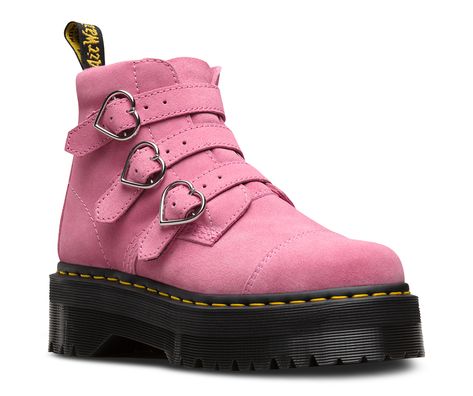 LAZY OAF BUCKLE BOOT | New Arrivals | Official Dr Martens Store Pink Suede Boots, Doc Martens Outfit, Buckle Boot, Goth Outfit, Trending Womens Shoes, Shoe Wardrobe, Shoes Teen, Lazy Oaf