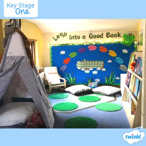 Frog Classroom Decorations, Book Reading Corner, Small World Area, Frog And Lily Pad, Frog Template, Frog Classroom, Reading Corner Classroom, Addition Games, Reading Themes