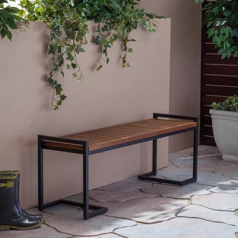 Wayfair | Outdoor Benches You'll Love in 2023 Kursi Outdoor, Metal Outdoor Bench, Picnic Outdoor, Outdoor Garden Bench, Wooden Garden Benches, Desain Furnitur Modern, Iron Bench, Picnic Bench, Patio Bench