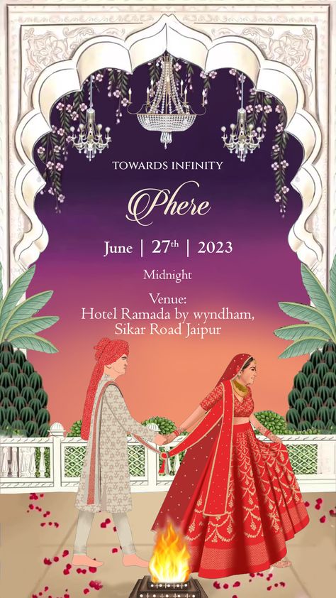 Reception Invite, Wedding Illustration Card, Couple Illustration Wedding, Hindu Wedding Invitation Cards, Indian Invitation Cards, Wedding Card Design Indian, Indian Wedding Invitation Card Design, Engagement Invitation Cards, Create Wedding Invitations