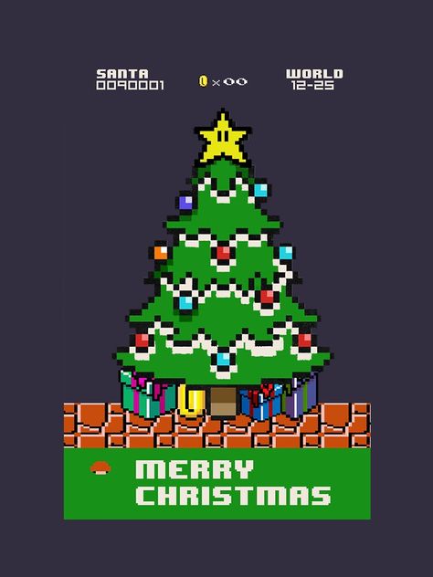 "Merry 8-bit Christmas" Pullover Hoodie by vegetasprincess #Aff , #AD, #Christmas, #bit, #Merry, #vegetasprincess Super Mario Christmas Wallpaper, 8 Bit Christmas, Nintendo Christmas, Video Game Christmas, Video Game Crafts, Cheap Wedding Jewelry, Locker Decorations, Christmas Pullover, Winter Window