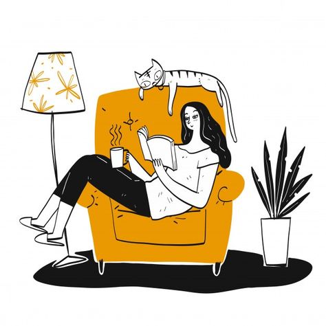 Reading Books Illustration, Girl Reading Book, Books To Read For Women, Book Illustration Art, 캐릭터 드로잉, Book Drawing, Simple Illustration, Reading A Book, Woman Reading