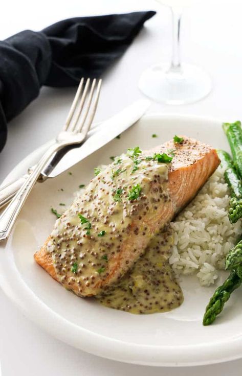 You searched for salmon with mustard cream - Savor the Best Lemon Mustard Sauce For Fish, Whole Grain Mustard Sauce, Mustard Sauce For Salmon, Salmon With Mustard Sauce, Salmon With Mustard, Simple Baked Salmon, Salmon Recipe Pan, Crystalized Ginger, Ginger Muffins