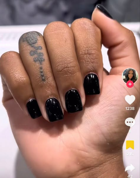 Mail Inspo Short Black, Shirt Black Acrylic Nails, Black Nails Overlay, Short All Black Nails, Short Black Nails Black Women, Short Black Arclyc Nails, Xs Short Acrylic Nails, Black Manicure Short Square, Black Acrylic Overlay Nails