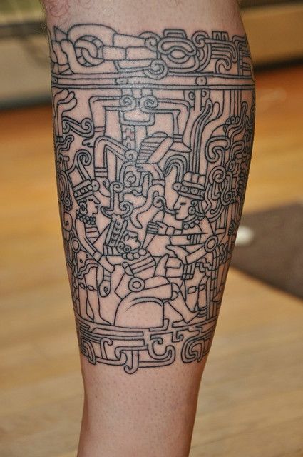 Gino's Mayan Tattoo | See the actual stone carving at www.fl… | Flickr Tato Suku, Small Wave Tattoo, Jaguar Tattoo, Mayan Tattoos, Aztec Tattoos, Tato Dengan Makna, Inca Tattoo, Mexican Art Tattoos, Aztec Tattoo Designs