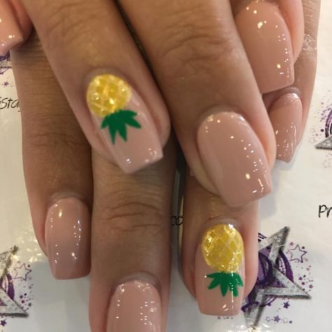 Nails by Amanda #pineapple #pineapplenailart #pineapplenails #nailart Pineapple Gel Nails, Jayda Nails, Pineapple Nail Design, Pineapple Nail Art, Drugstore Nail Polish, Best Nail Polish Brands, Pineapple Nails, Nail Board, Gel Mani