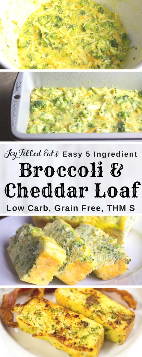 Broccoli & Cheddar Loaf - Low Carb, Grain & Gluten Free, THM S - This is a great breakfast, lunch, side dish, or snack. It mixes up in 5 minutes and has only 5 ingredients. It is nut free, grain free, gluten free, and a THM S. It also reheats well on busy mornings. via @joyfilledeats Broccoli And Cheddar, Low Carb Grain, Desserts Keto, Low Carb Sides, Low Carb Side Dishes, Keto Side Dishes, Thm Recipes, Low Carb Eating, Broccoli Cheddar