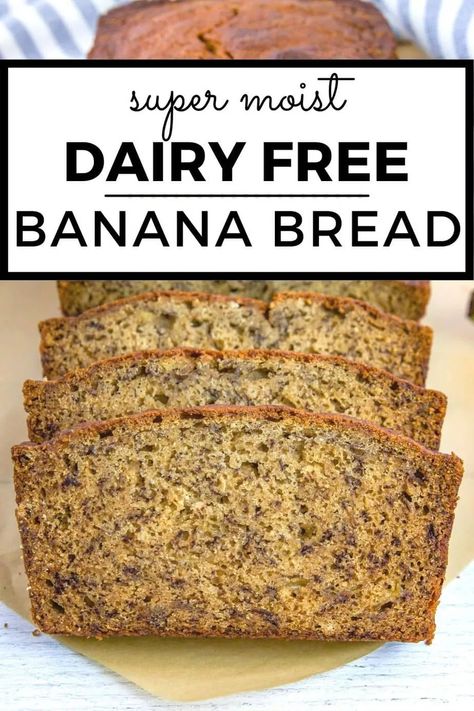 Banana Bread Coconut Oil, Dairy Free Banana Bread, Super Moist Banana Bread, Dairy Free Cooking, Dairy Free Baking, Lactose Free Recipes, Dairy Free Snacks, Coconut Oil Recipes, Moist Banana Bread