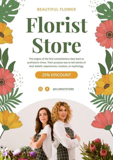 Hand-drawn Beautiful Flower Florist Store Poster Flower Shop Poster, Course Poster, Flowers Business, Store Poster, Promotion Poster, Graffiti Wallpaper, Brand Kit, Crochet Flower Tutorial, Floral Shop