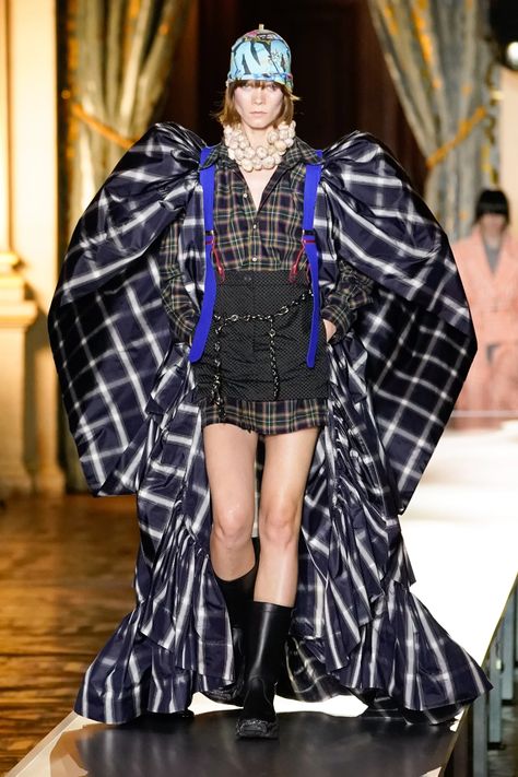 SuzyPFW:  Sustainable Style At Stella McCartney And Vivienne Westwood | British Vogue Royal Blue Outfits, Peter White, Becoming A Model, Illustration Fashion Design, Sustainable Style, Plaid Coat, The Talk, Straight Trousers, Blue Hat